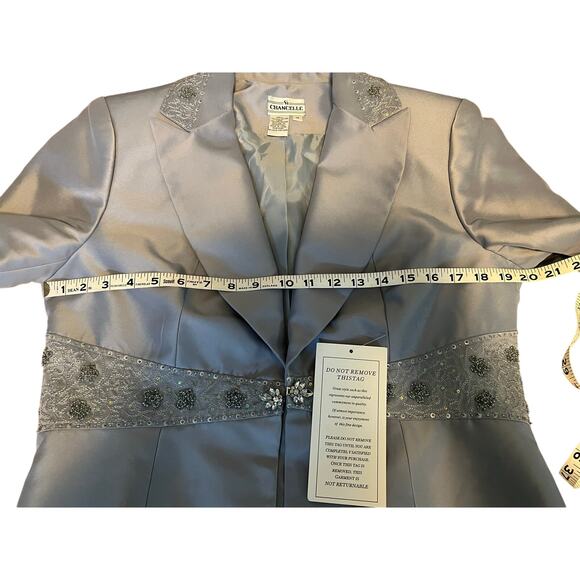 NWT Chancelle Women's Gray Beaded 2pc Blazer and Top Set Size 12 - Picture 13 of 16